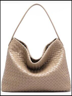 Handwoven Vegan Leather Tote Satchel Bag Purse Crossbody Shoulder Adjustable